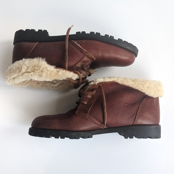 Timberland Shoes - Timberland Brown Leather and Shearing Booties